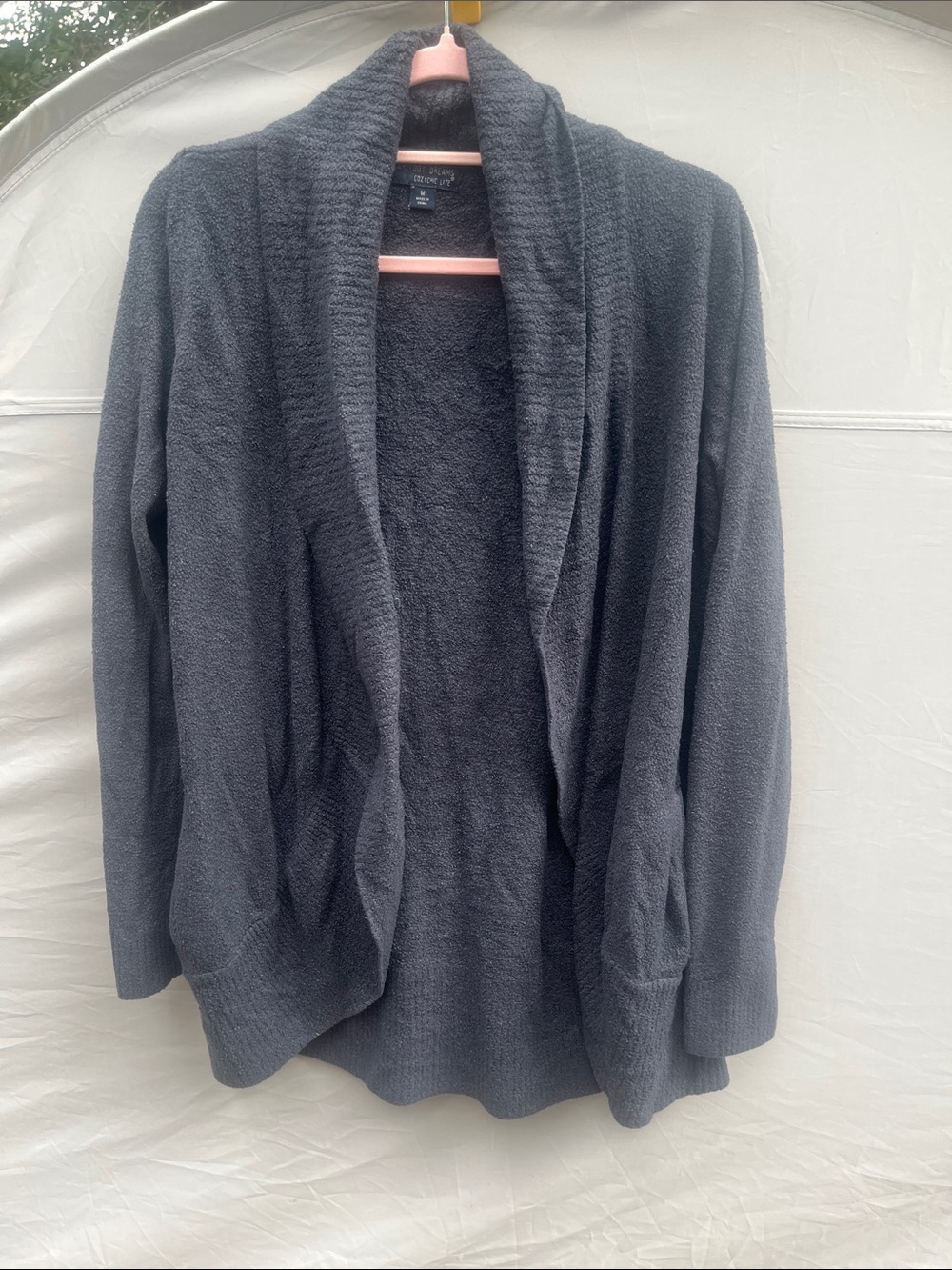 Barefoot Dreams Charcoal Blue Gray Open-Front Shawl Cardigan